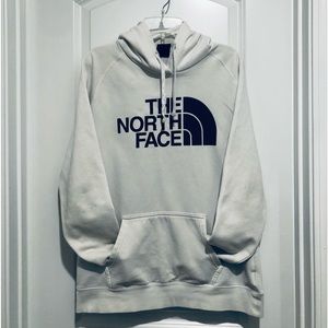 The North Face White Women’s Sz L Black Logo Drawstring Hoodie. 2 small marks